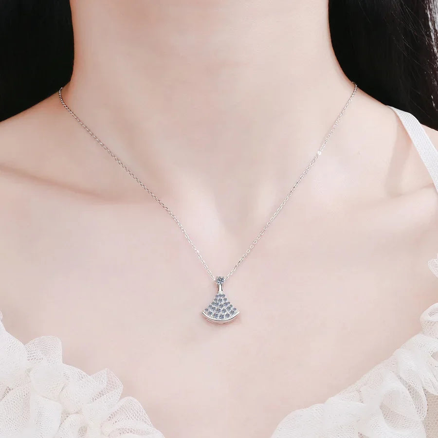 100% 925 Sterling Silver 0.62 Carat Real Round Cut Zircon Pendant Necklace For Women Wedding Party Bridal Fine Jewelry