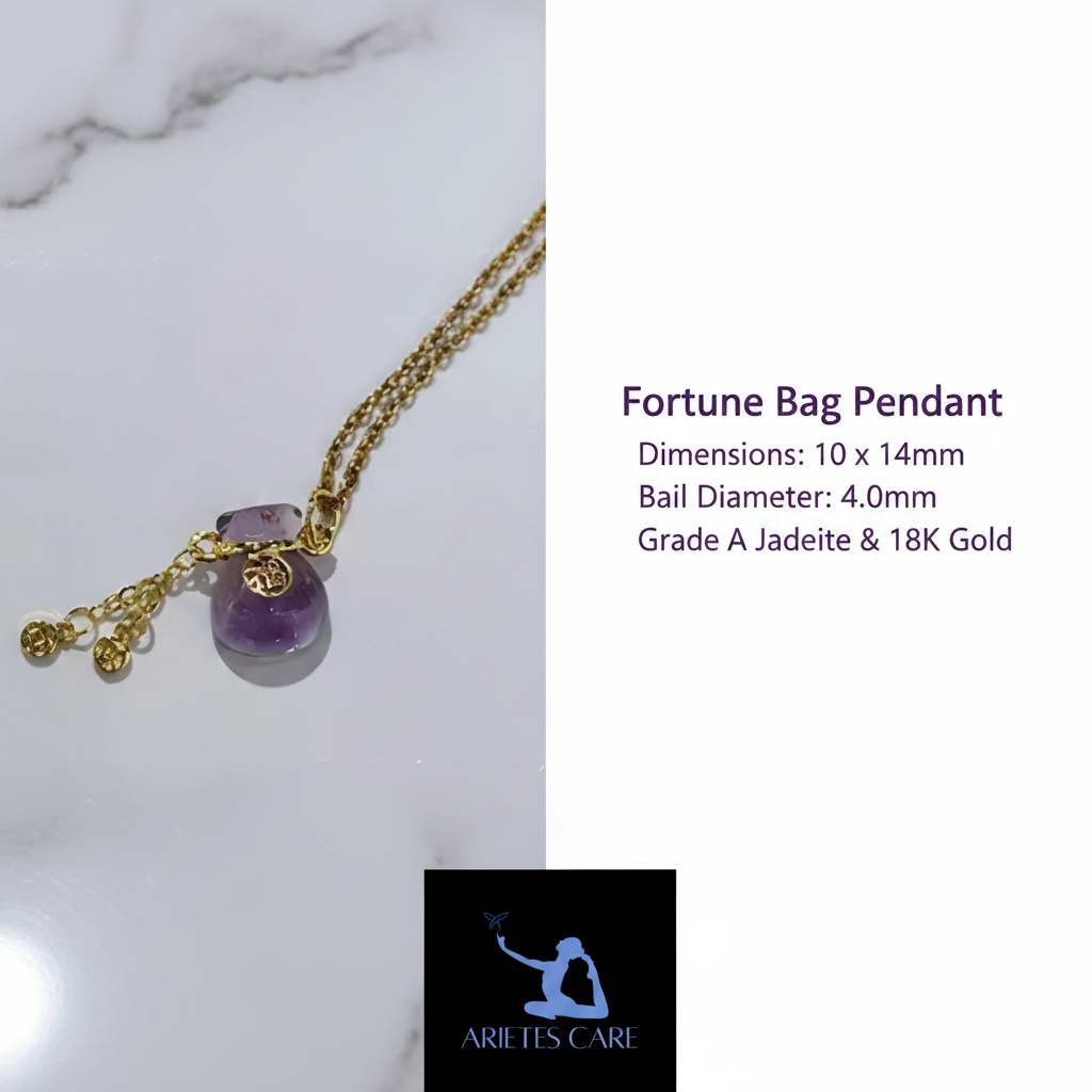 Natural Amethyst Lucky Bag Pendant Necklace - S925 Sterling Silver 14K Gold Plated Crystal Jewelry for Wealth & Calm