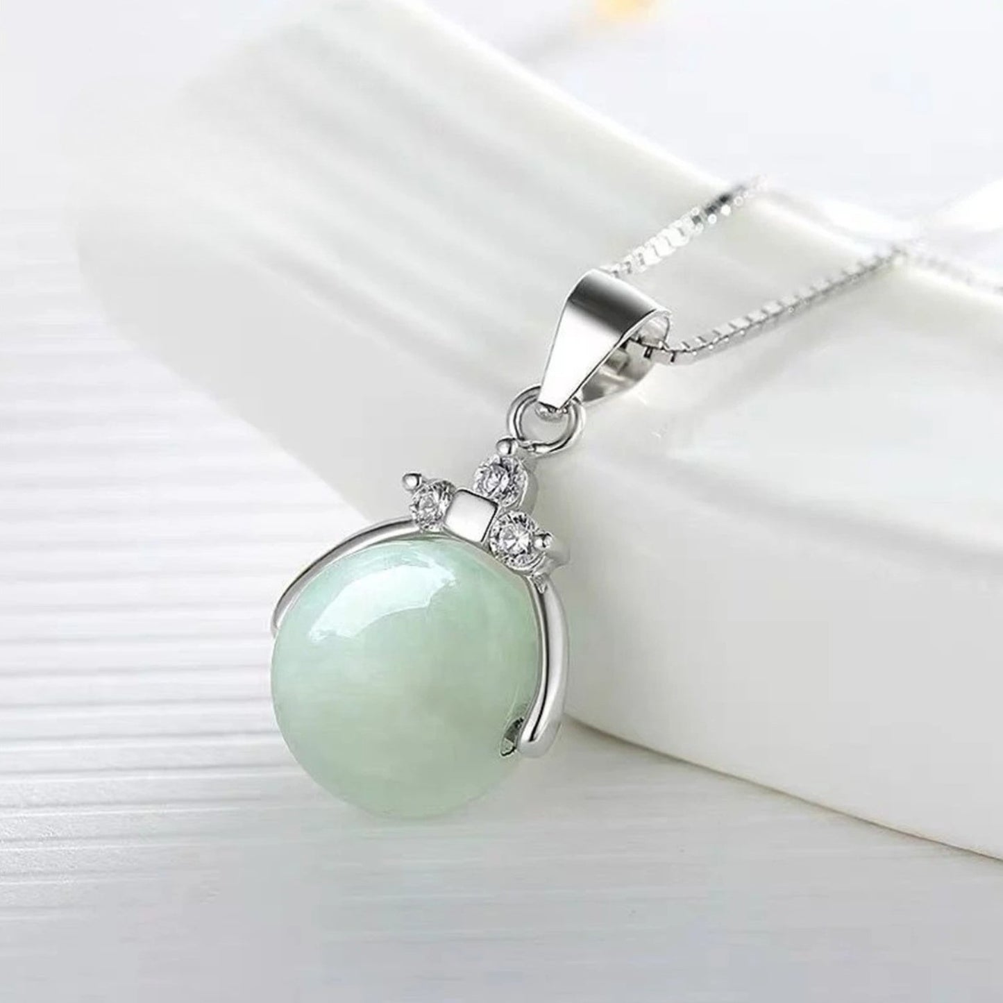 HeTian White Jade Bead Pendant Necklace - Elegant 925 Sterling Silver Jewelry, Handmade Traditional Chinese Jade Gift for Women