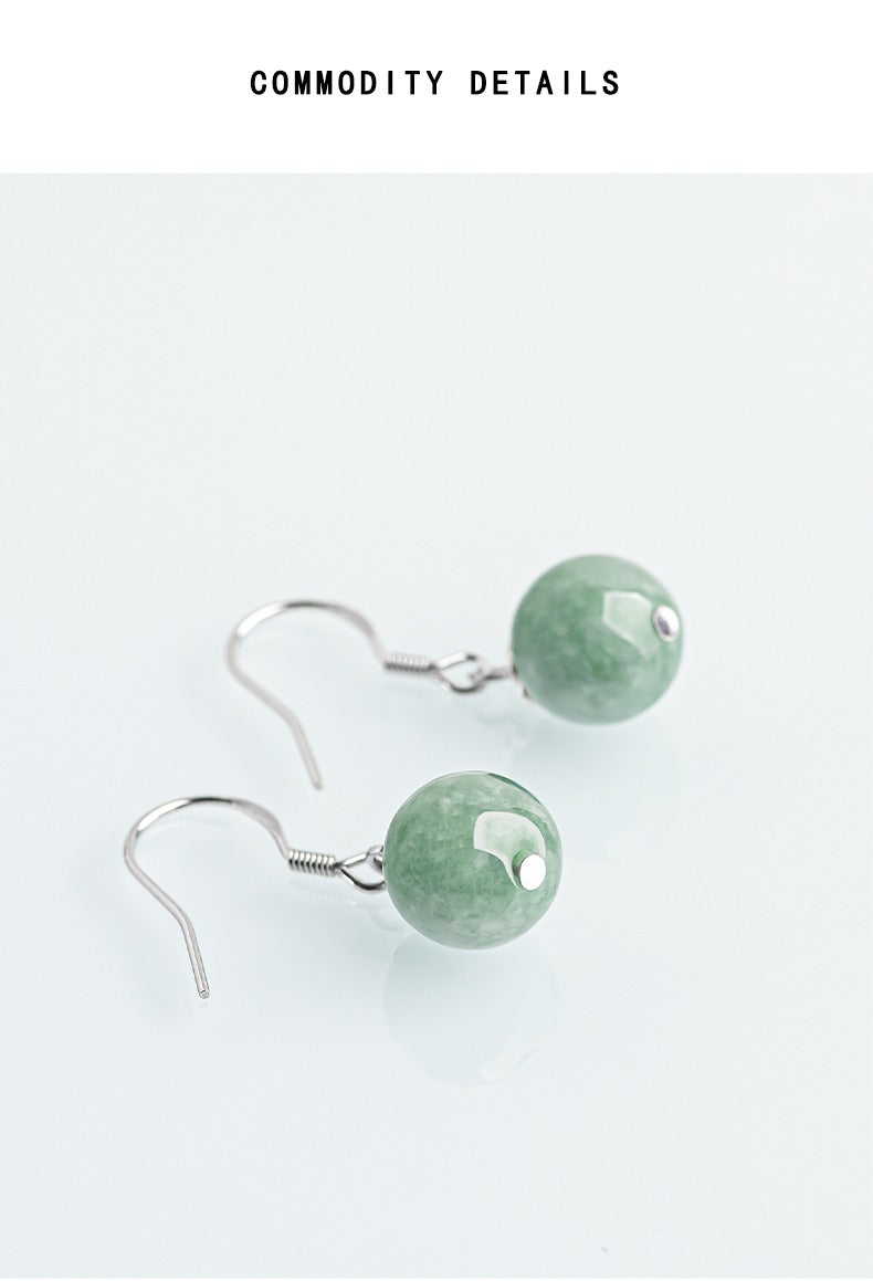 Certified Natural Jadeite Real Jade Earrings Jade teardrop earring S925 Silver Inlay, Hypoallergenic and Handcrafted Jewelry wit