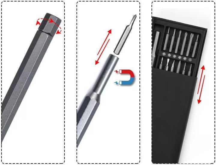 24 IN 1 Magnetic Screwdriver Set ABS Box Drill Screwdriver Hand Tool Multipurpose Screw Head