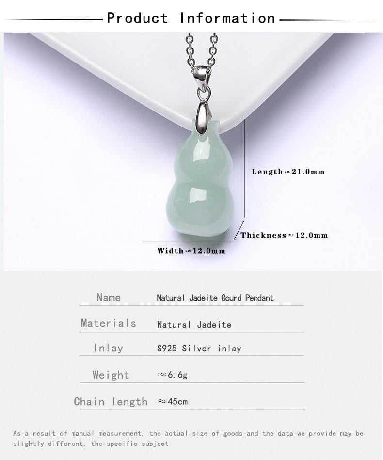 Genuine Natural Tiny Gourd Jade necklace S925 Silver inlay Jadeite Pendant Untreated Grade A Certified Carved Authentic Burma Dainty gift