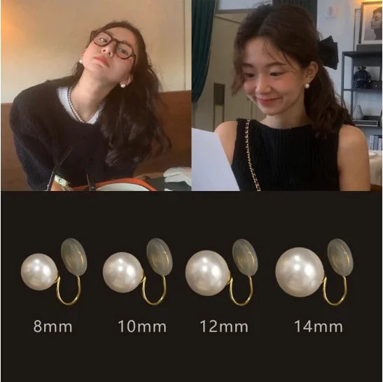 8/10/12/14mm Korean Fashion Pearl Clip Earrings for Women Girls Vintage Golden Ear Cuff Clip Without Pierced Ear Cuff Jewelry