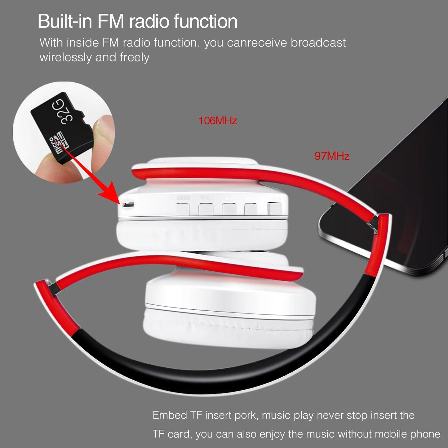 Headphones Bluetooth Headset Earphone Wireless Headphones Stereo Foldable Sport Earphone Microphone Headset Handfree MP3 Player