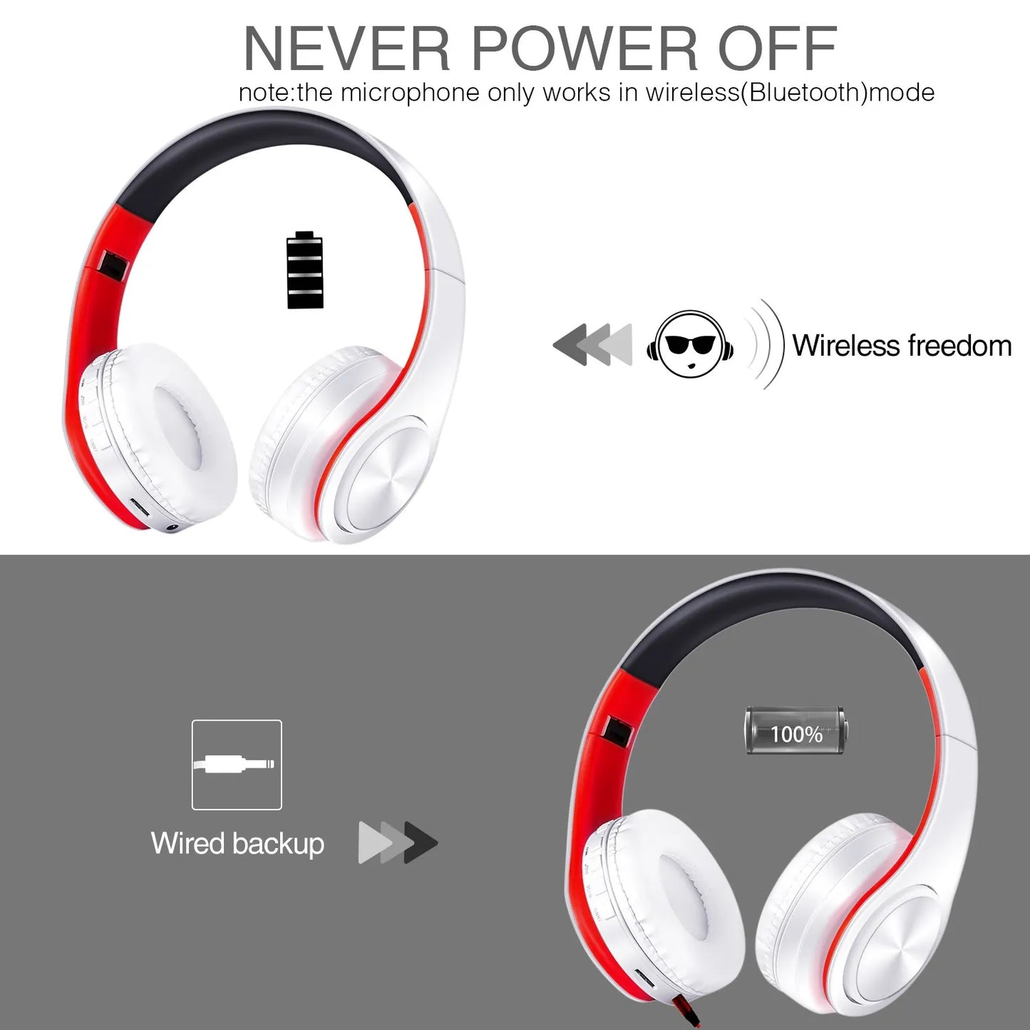 Headphones Bluetooth Headset Earphone Wireless Headphones Stereo Foldable Sport Earphone Microphone Headset Handfree MP3 Player