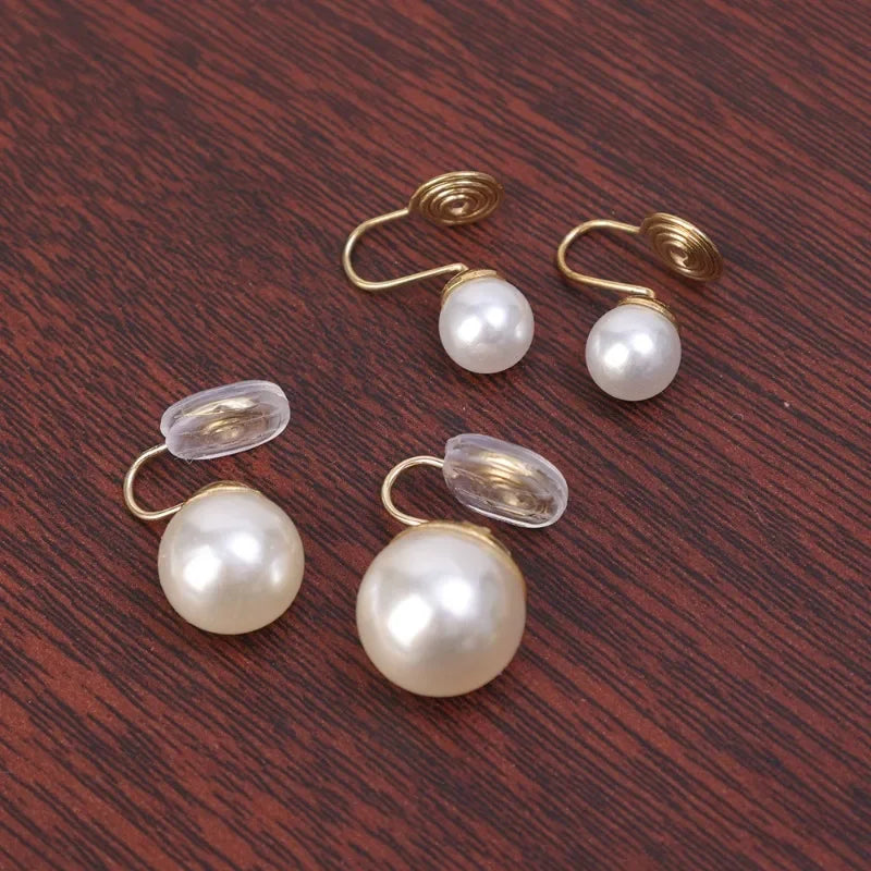 8/10/12/14mm Korean Fashion Pearl Clip Earrings for Women Girls Vintage Golden Ear Cuff Clip Without Pierced Ear Cuff Jewelry
