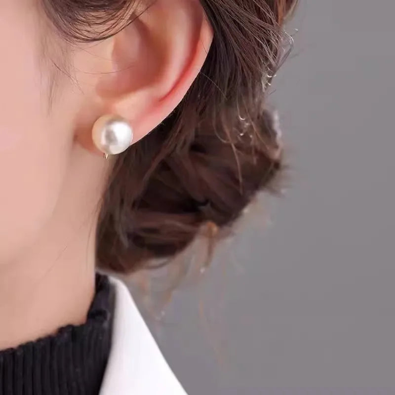 8/10/12/14mm Korean Fashion Pearl Clip Earrings for Women Girls Vintage Golden Ear Cuff Clip Without Pierced Ear Cuff Jewelry