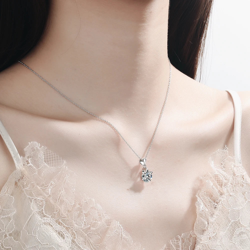 Fine Zircon Star Pendant Necklace - 925 Sterling Silver, Cubic Zirconia & Crystal, Elegant Jewelry for Weddings, Engagements, Parties, and Anniversaries