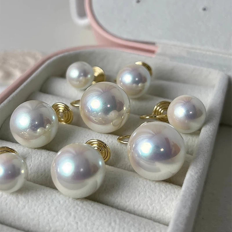 8/10/12/14mm Korean Fashion Pearl Clip Earrings for Women Girls Vintage Golden Ear Cuff Clip Without Pierced Ear Cuff Jewelry