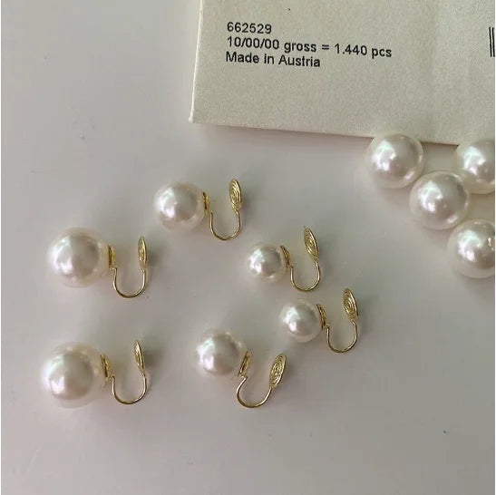8/10/12/14mm Korean Fashion Pearl Clip Earrings for Women Girls Vintage Golden Ear Cuff Clip Without Pierced Ear Cuff Jewelry