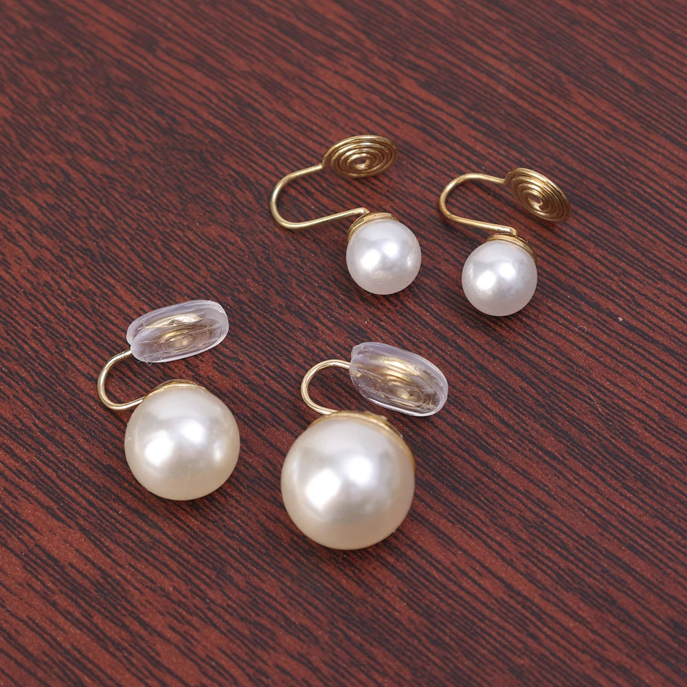 8/10/12/14mm Korean Fashion Pearl Clip Earrings for Women Girls Vintage Golden Ear Cuff Clip Without Pierced Ear Cuff Jewelry