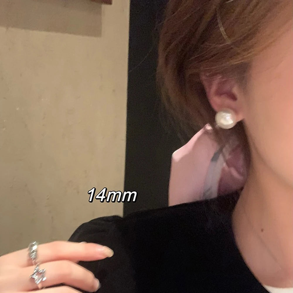 8/10/12/14mm Korean Fashion Pearl Clip Earrings for Women Girls Vintage Golden Ear Cuff Clip Without Pierced Ear Cuff Jewelry