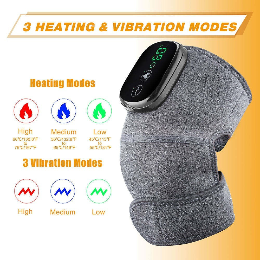 Heated Knee Massager, 3 in 1 Knee Massager with Heat and Vibration, Portable Cordless Electric Massage Knee Heating Pads