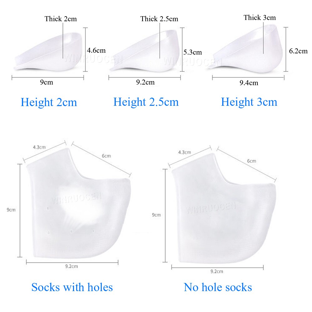 Silicone Gel Pads Heel Heightened Gel Insole In Socks Relieve Plantar Fasciitis Foot Care