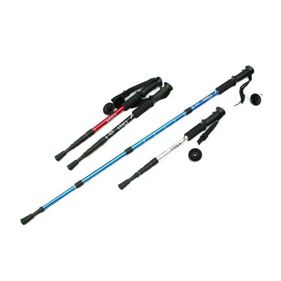 Hiking Pole Walking Stick adjustable Mountain Climbing Aluminum Alloy Telescopic Four Section Trekking Pole for Outdoor