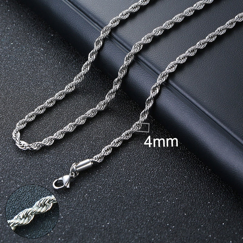 Chain Necklace for Men Women, Basic Punk Stainless Steel Curb Link Chain Chokers,Vintage Gold Tone Solid Metal Collar