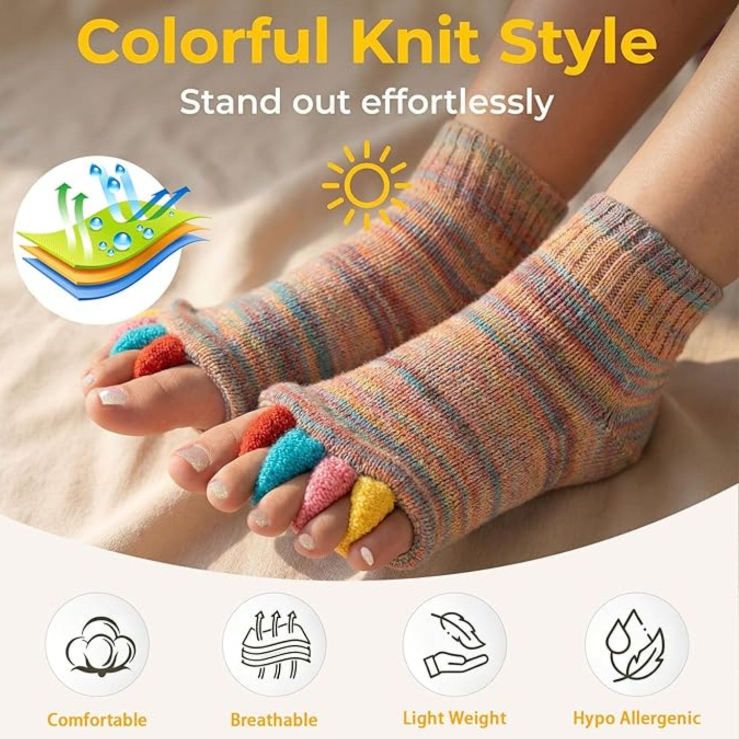 Foot Alignment Socks Toe Separators Bunion Socks Toe Separator Socks