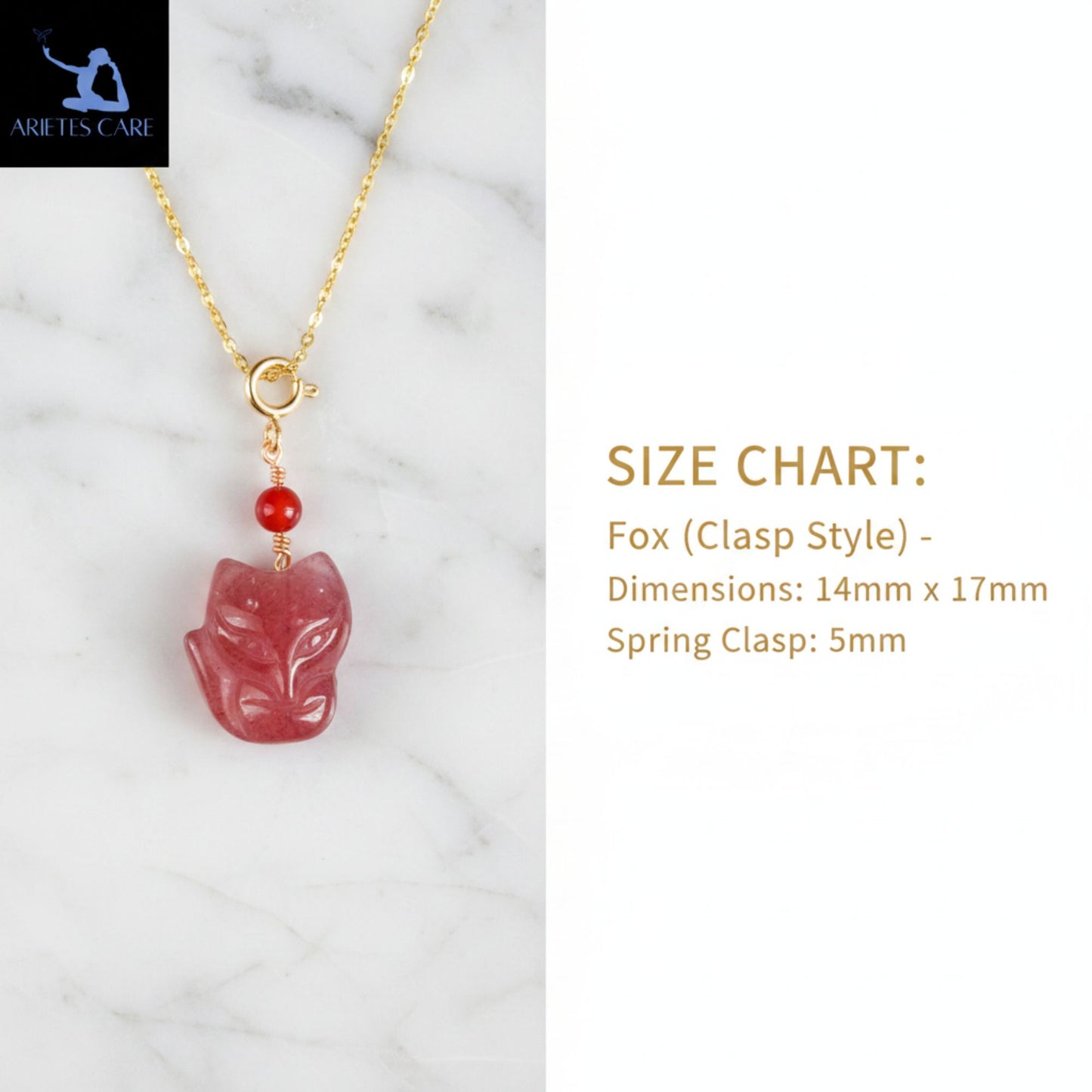 Premium S925 Silver Strawberry Quartz Nine-Tailed Fox Crystal Pendant Necklace