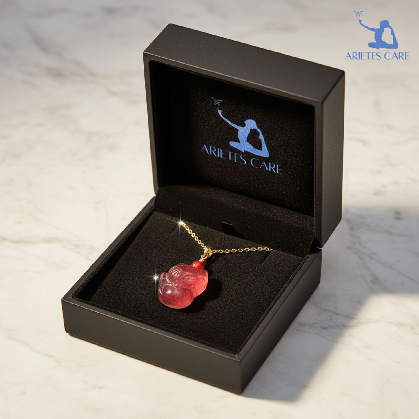 Premium S925 Silver Strawberry Quartz Nine-Tailed Fox Crystal Pendant Necklace
