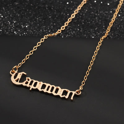 Collier Zodiac Retro English Letter 12 Zodiac Pendant Best-selling Constellation Card Necklace For Men