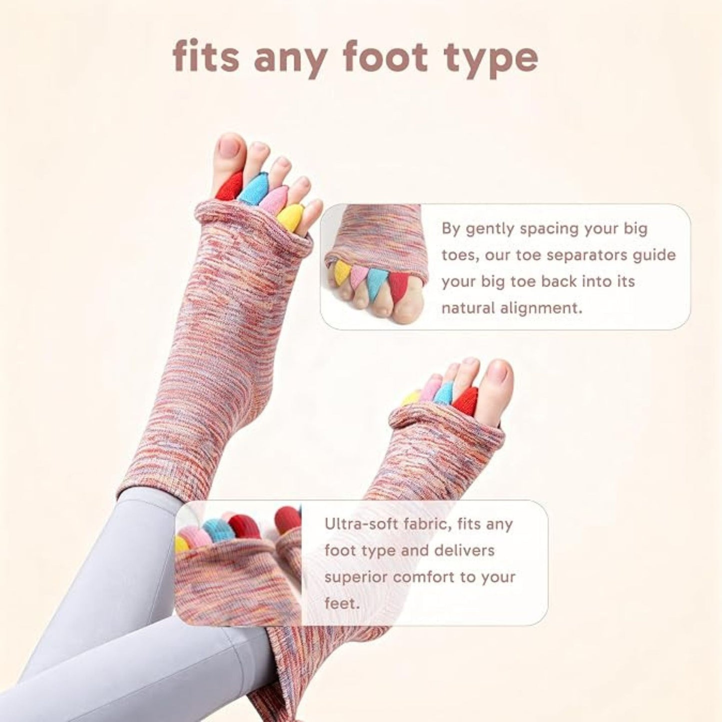Foot Alignment Socks Toe Separators Bunion Socks Toe Separator Socks