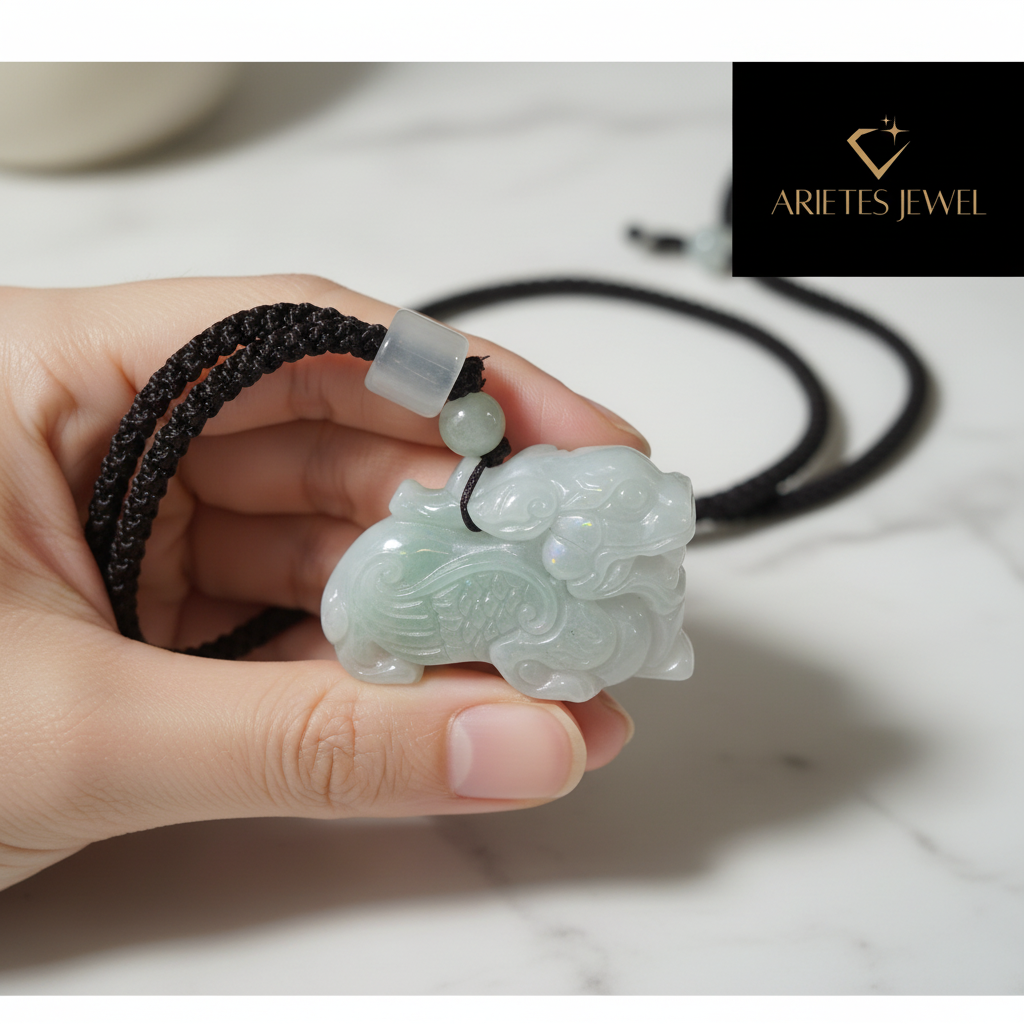 Premium Grade A Icy Green Jadeite Pixiu Pendant - Auspicious Wealth Guardian & Luck Charm