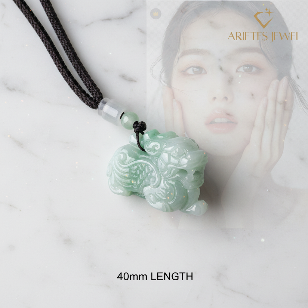 Premium Grade A Icy Green Jadeite Pixiu Pendant - Auspicious Wealth Guardian & Luck Charm