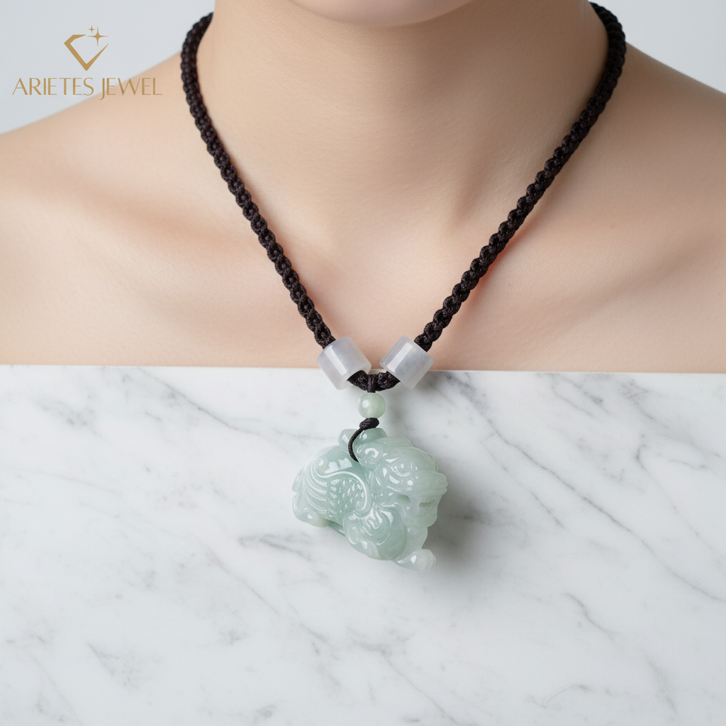 Premium Grade A Icy Green Jadeite Pixiu Pendant - Auspicious Wealth Guardian & Luck Charm