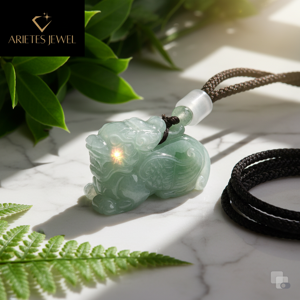 Premium Grade A Icy Green Jadeite Pixiu Pendant - Auspicious Wealth Guardian & Luck Charm