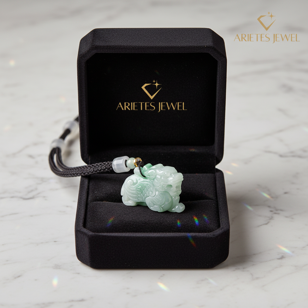 Premium Grade A Icy Green Jadeite Pixiu Pendant - Auspicious Wealth Guardian & Luck Charm