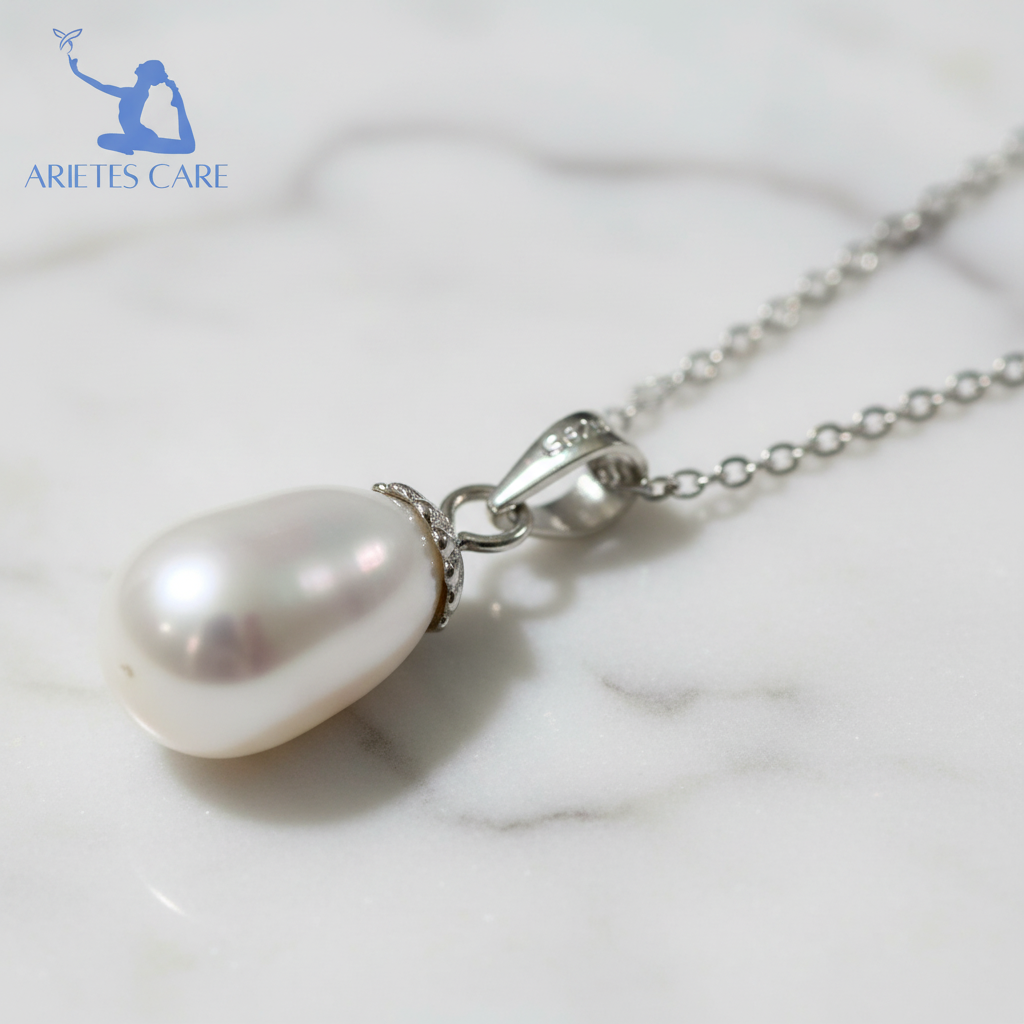 S925 Sterling Silver Teardrop Freshwater Pearl Pendant Necklace for Women | Quiet Luxury Elegant Jewelry Gift
