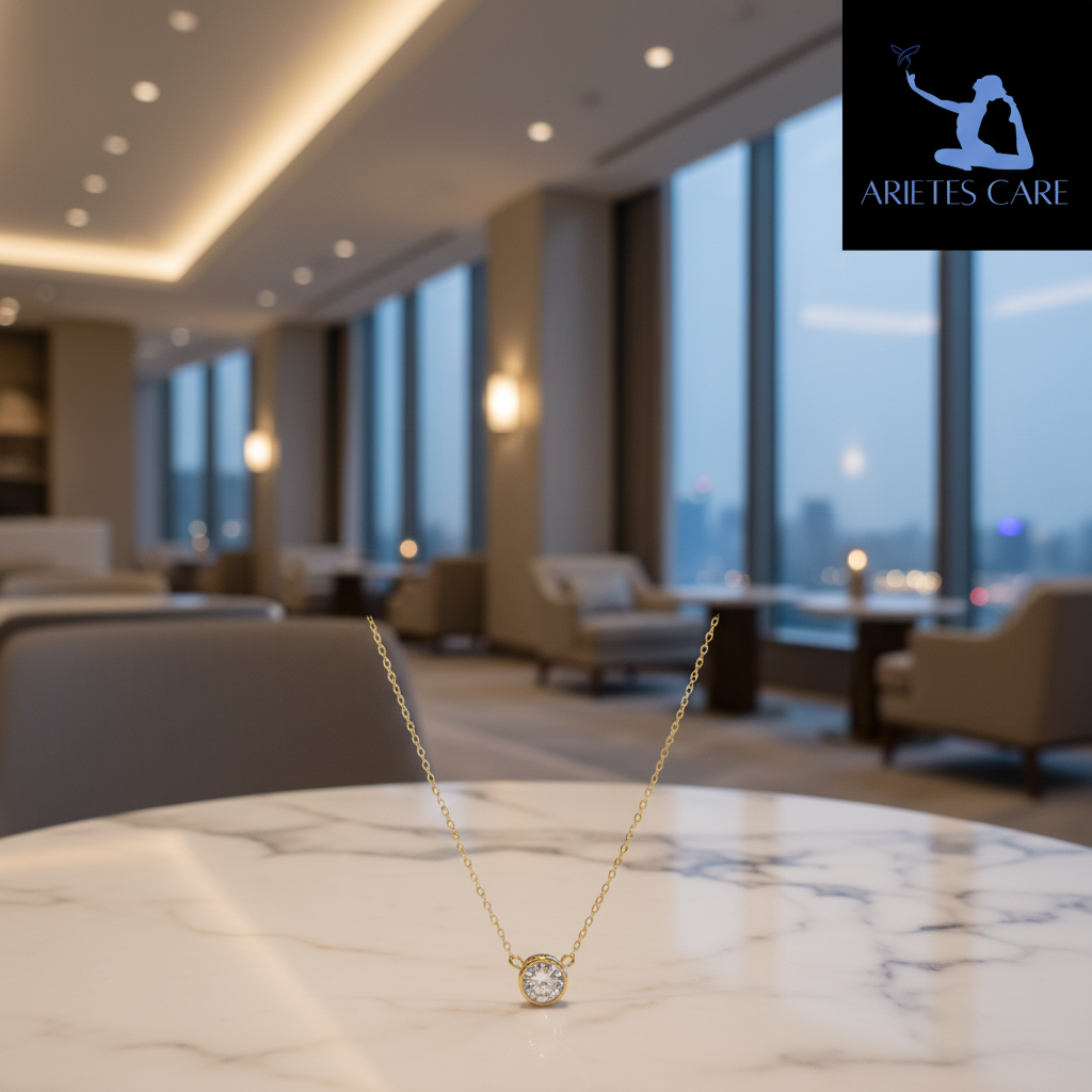 ArietesCare 1-Carat Moissanite Bezel Necklace – 18k Gold Plated S925 Sterling Silver Solitaire Pendant – Luxury Minimalist Jewelry for Her