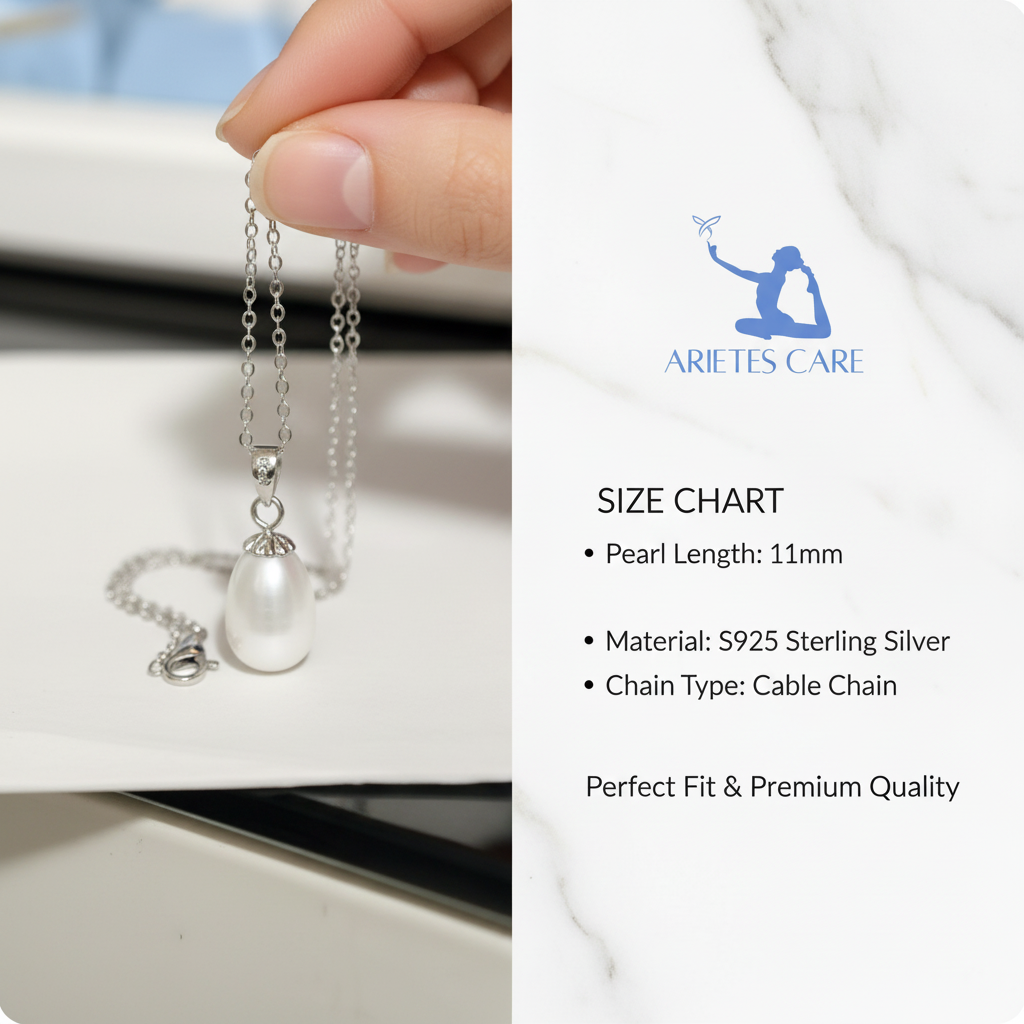S925 Sterling Silver Teardrop Freshwater Pearl Pendant Necklace for Women | Quiet Luxury Elegant Jewelry Gift