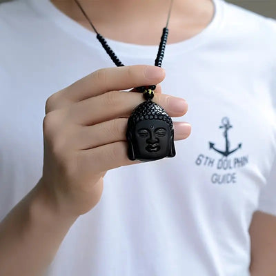 Zen Harmony Black Obsidian Buddha Pendant Necklace