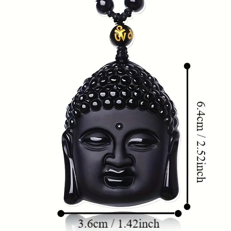 Zen Harmony Black Obsidian Buddha Pendant Necklace