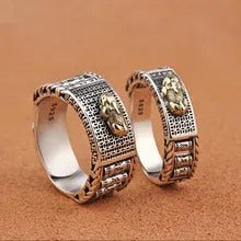 Auspicious Pixiu Couple Adjustable Ring for Wealth and Protection