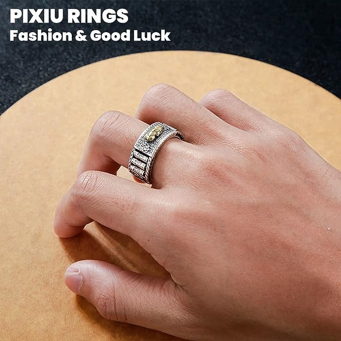 Auspicious Pixiu Couple Adjustable Ring for Wealth and Protection