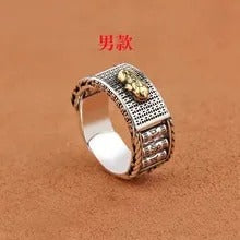 Auspicious Pixiu Couple Adjustable Ring for Wealth and Protection