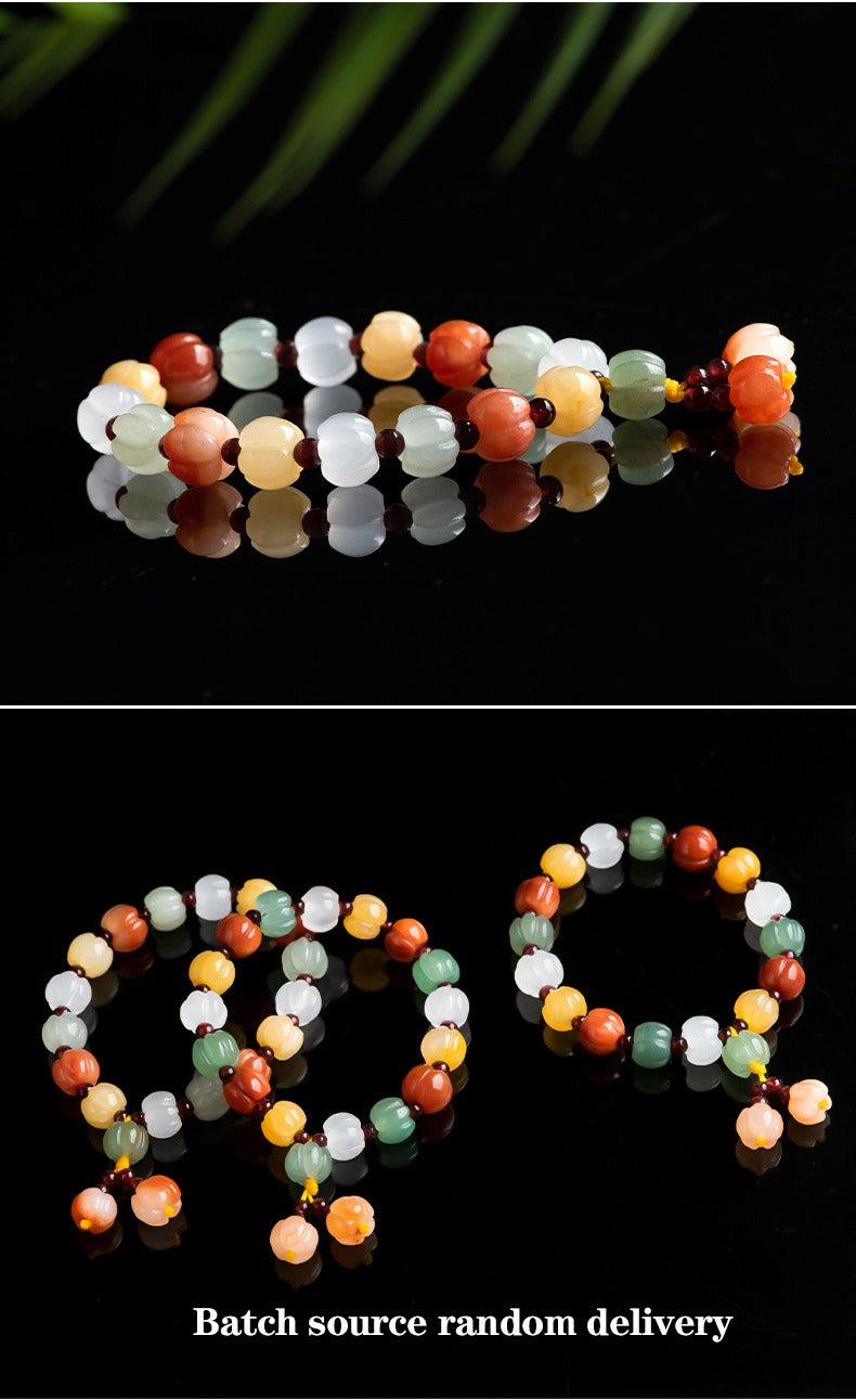 Natural topaz Gold Silk Jade pumpkin beads bracelet The hand strings personality Restoring ancient Jadeite bead bracelet