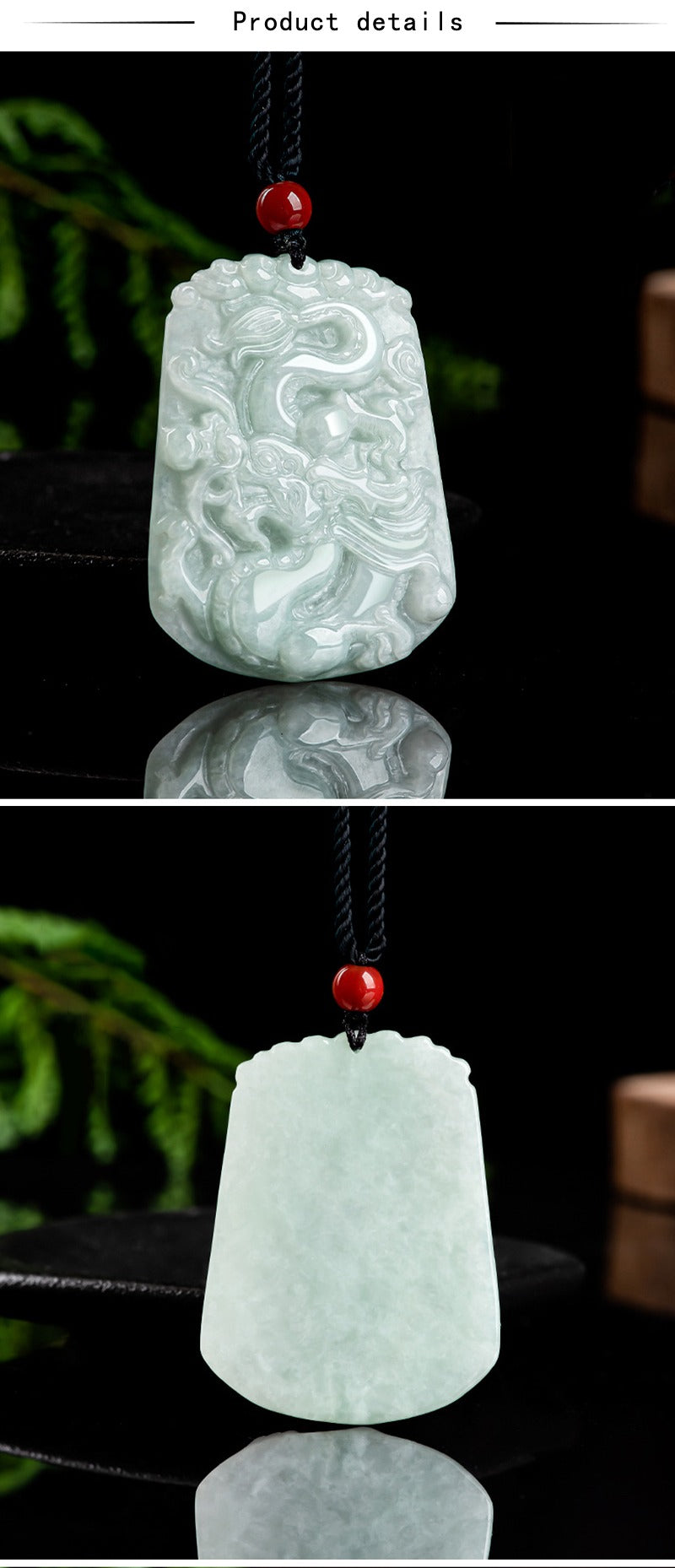 Natural Myanmar Jadeite Long pai pendant