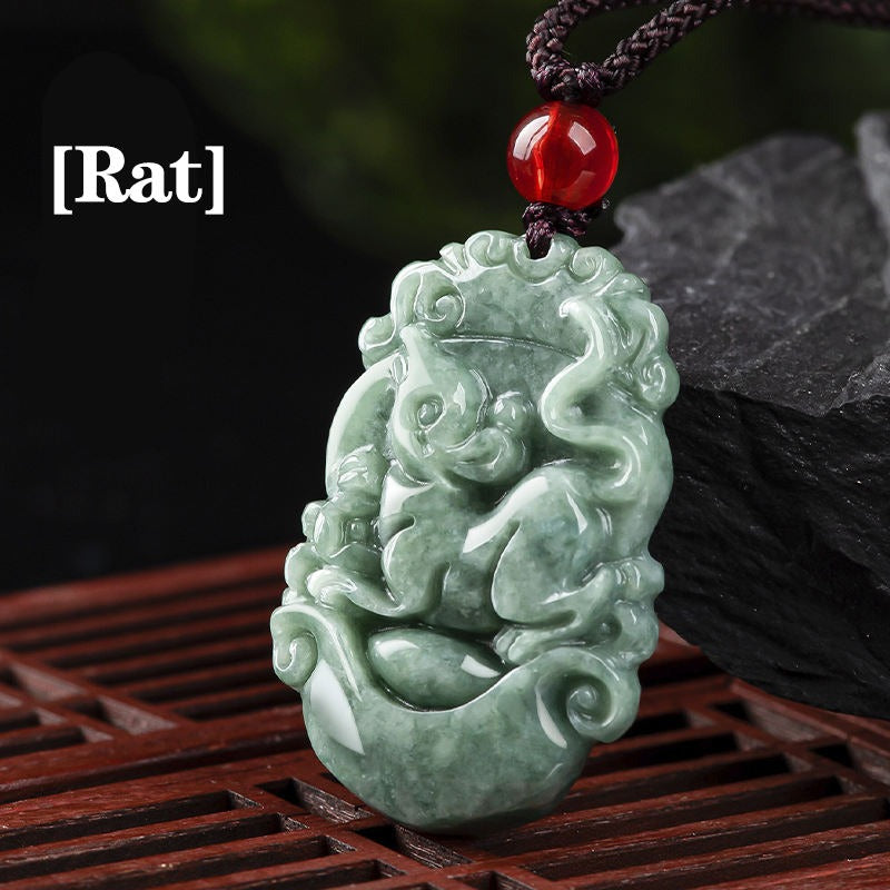 Natural Jadeite the twelve Jade zodiac necklace signs pendant fashion men's and women's accessories jade necklace