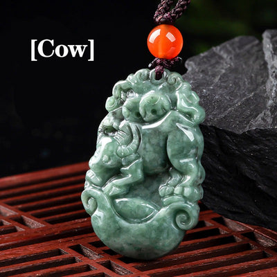 Natural Jadeite the twelve Jade zodiac necklace signs pendant fashion men's and women's accessories jade necklace