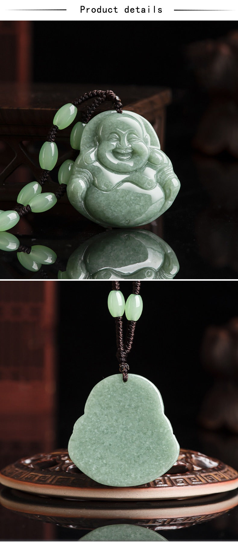 Real Green Jade Smiling Buddha Necklace, Genuine Laughing Buddha Pendant Charm Gift, Happy Gautama Gemstone Chinese Amulet, Lucky Men Women