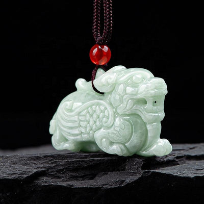 Jade Pixiu Necklace Jadeite Pixiu  Pendant Myammar Grade A Natural Jadeite Buddha Charm Healing & Lucky Amulet