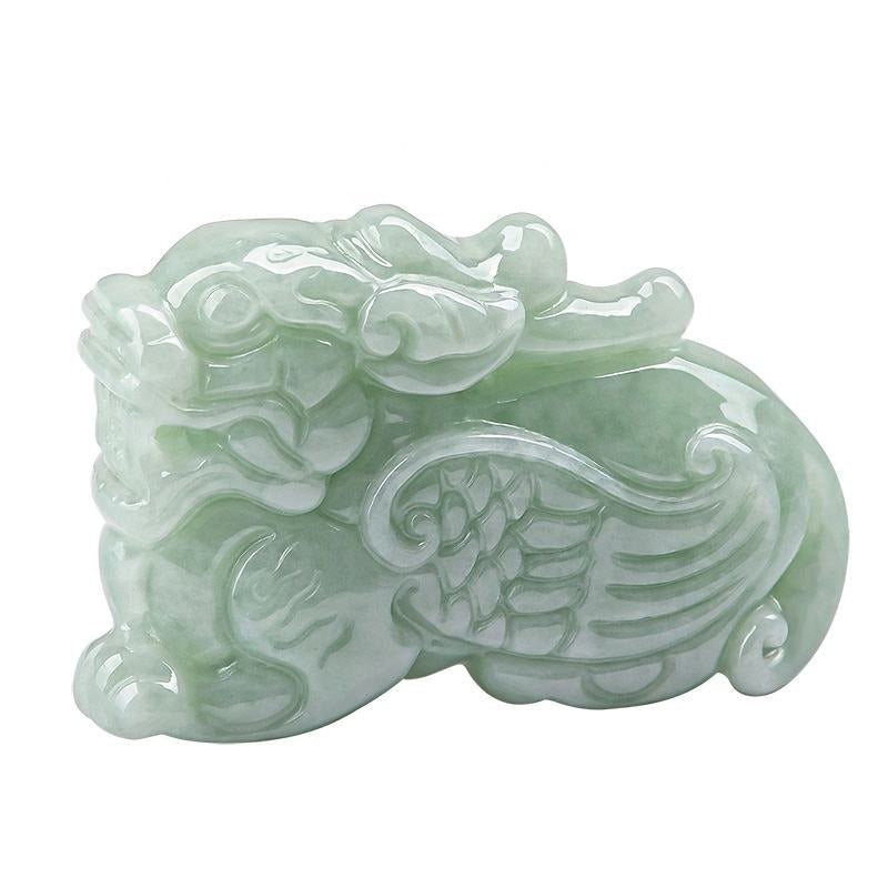 Jade Pixiu Necklace Jadeite Pixiu  Pendant Myammar Grade A Natural Jadeite Buddha Charm Healing & Lucky Amulet