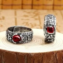 Adjustable Prosperity Pixiu Charm Ring with Auspicious Engravings