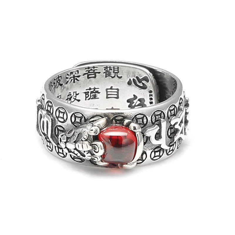 Adjustable Prosperity Pixiu Charm Ring with Auspicious Engravings