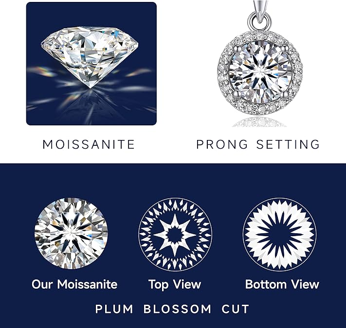 S925 Sterling Silver Moissanite Pendant Necklace – 1 Carat D Color Round Brilliant Cut | Light Luxury Jewelry with GRA Certificate | Elegant Gift for Women