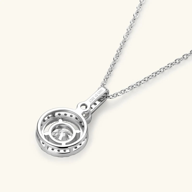 S925 Sterling Silver Moissanite Pendant Necklace – 1 Carat D Color Round Brilliant Cut | Light Luxury Jewelry with GRA Certificate | Elegant Gift for Women
