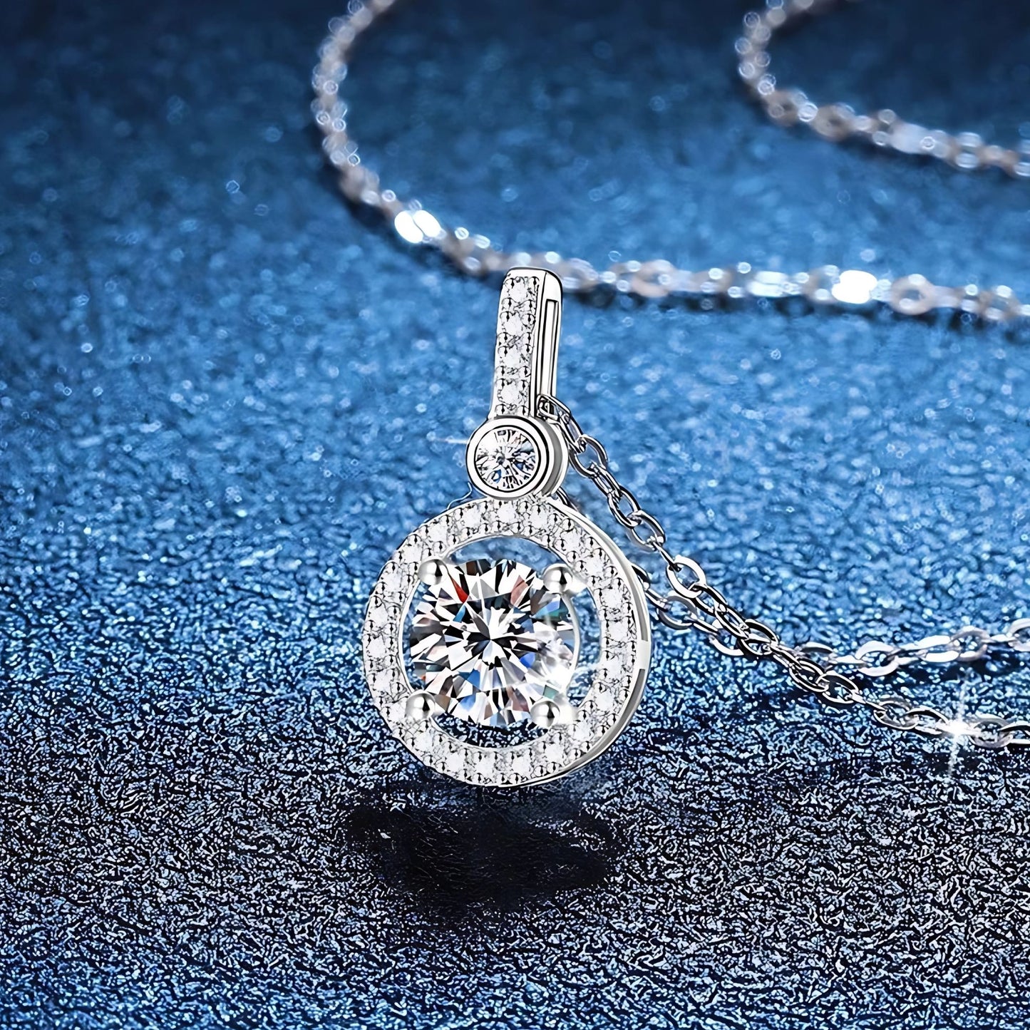 S925 Sterling Silver Moissanite Pendant Necklace – 1 Carat D Color Round Brilliant Cut | Light Luxury Jewelry with GRA Certificate | Elegant Gift for Women